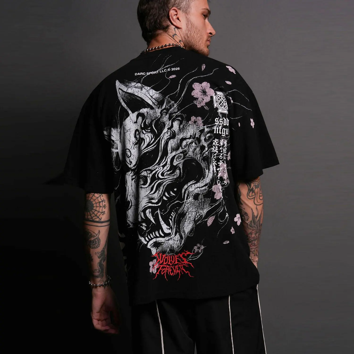 Bushido Kitsune Oversized Printed Top, Vintage Inspired Urban Clothing, Casual Everyday Activewear