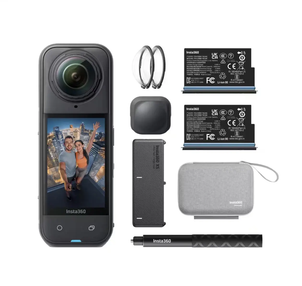 Insta360 X5 8K 360-Degree Action Camera Bundle, Including 2 Batteries and a High-Quality 360-Degree Compatible Selfie Stick