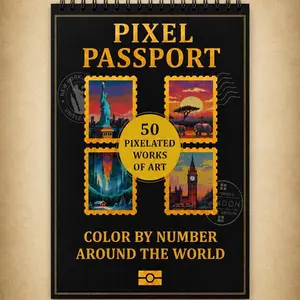 Pixel Passport: Mystery Color By Number Coloring Book