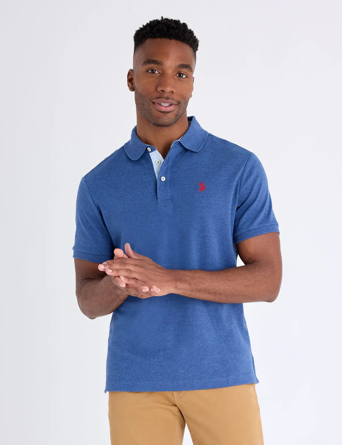 SOLID INTERLOCK POLO SHIRT WITH WOVEN TRIM