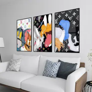 Set of 3 Hypebeast Cartoon Luxury Posters | LV Poster | Street Pop Art Wall Decor | Graffiti Style Digital Download | Sneakerhead Art Print