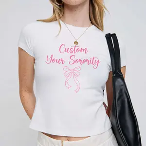 Custom Sorority Baby Tee - Sorority Greek Shirt, Sorority Big Little Shirts Coquette Bow Baby Tee, Big Little Reveal Shirts Cropped, Big Little Gift