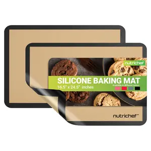 Silicone Baking Mats – 2 | Nonstick Food-Grade Reusable Baking Sheets - Microwave Freezer & Oven Safe Upto 480°F - Home Bakeware Accessory for Cooking, Baking, Roasting & Food Prep