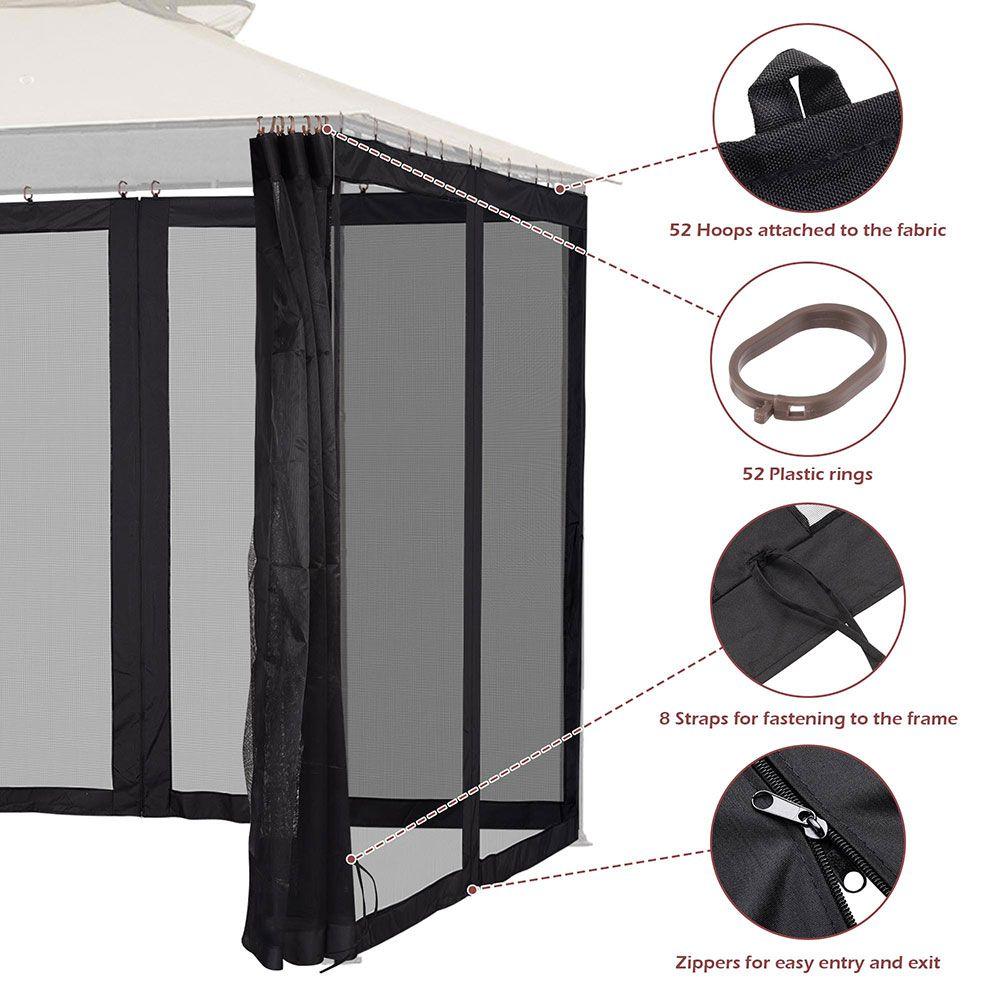 Gazebo Replacement Mosquito Netting 10*12Inch/Black