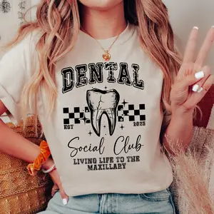 Dental Social Club 2025 Shirt - Black Fitted Graphic Design for Dental Assistants, Hygienists & Dentists - 100% Cotton, All Seasons, Basic Style - Top, Womenswear