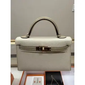 Pre-owned HERMÈS LEATHER Shoulder Bags MINI KELLY II CRAIE & ROSE TAN