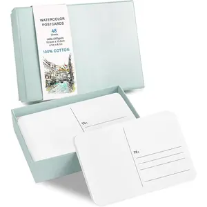 48 Sheets 4x6 Watercolor Postcards, 140lb/300gsm Blank Postcards Watercolor Paper Cards Art Supplies for Painting, DIY, Mailing, Invitations, Greeting Cards (Green)