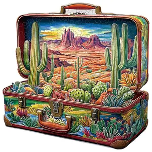 Cactus Family Pattern Wooden Jigsaw Puzzle, Unique Shaped Puzzle, Creative Gift Idea for All Ages, Modern Artistic Home Decor