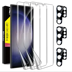 [3+3 Pack] for Samsung Galaxy S23 Ultra Screen Protector [Not Glass] Accessories 3 Pack TPU Film with 3 Pack Tempered Glass Camera Lens Screen Protector For samsung S23 ultra Case Friendly