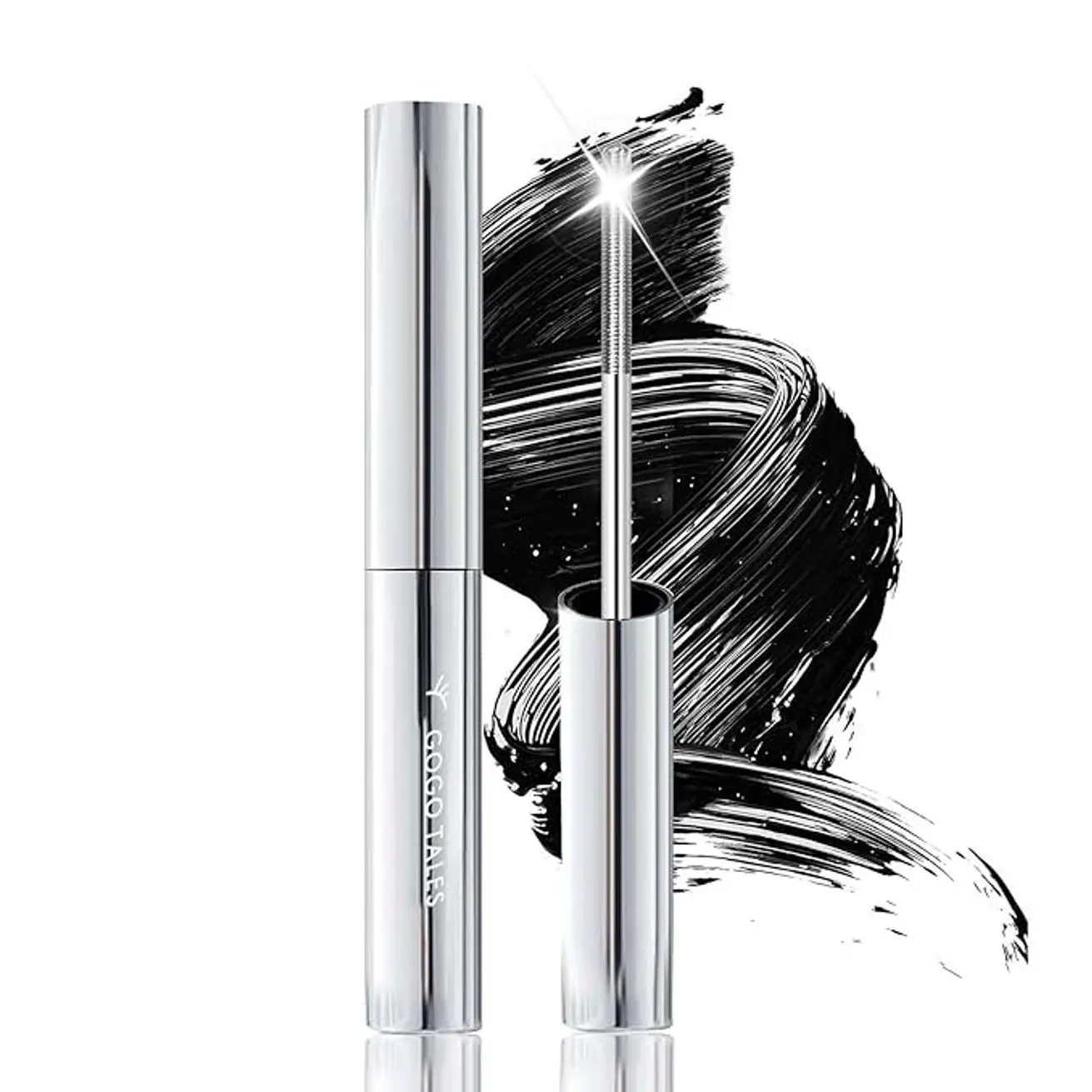 Black Washable Metal Mascara Wand, Waterproof Iron Wand Mascara, Natural Length Slim Volume Building Mascara, Long Lasting Smudge-Proof No Flaking Tint