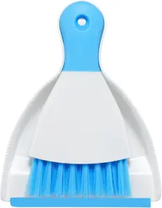 Mini Dustpan and Brush Set, Small Broom and Dustpan Set Dust Pan and Mini Hand Broom Dustpan and Broom Combo Compact for Home Table Keyboards Sofa Kitchen, Dark & Blue