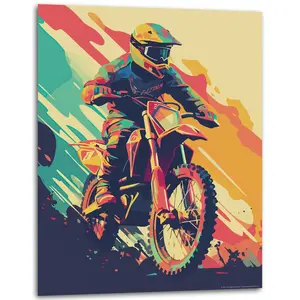 “Extreme” - Abstract Dirt Bike - Motocross Poster - Dirt Bike Poster for Room - Cool Classic Poster - (Unframed) - 11x14 Inches