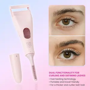 [RUBY VIBE CO] DualLash-Lift Heated Lash Curler & Defining Wand RVC01 Portable Travel-Friendly Pink Fast Heating Tool