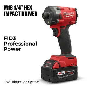 Milwaukee M18 FID3 1/4", 18V band clutch electric garage universal bolt power repair light lithium professional car repair driver high torque Variable Speed DrillKit impact diy home improvement construction gear  work tool kit set spanner wrench