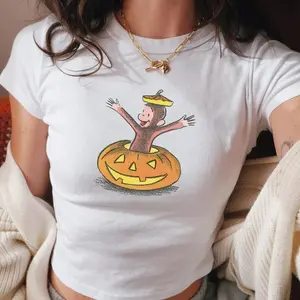 Curious George Graphic Shirt - Halloween Kids Shirt, Kids Y2K Cartoon Shirt, Nostalgic Cartoon Baby Tee, 90s Style Cartoon Tee, Monkey Tee