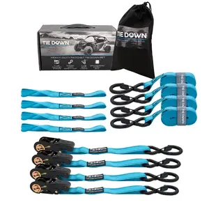Tie Down 1 in. x 15 ft. Ratchet Strap, 4-Pack Kit - 2200 lbs. Breaking Load Limit