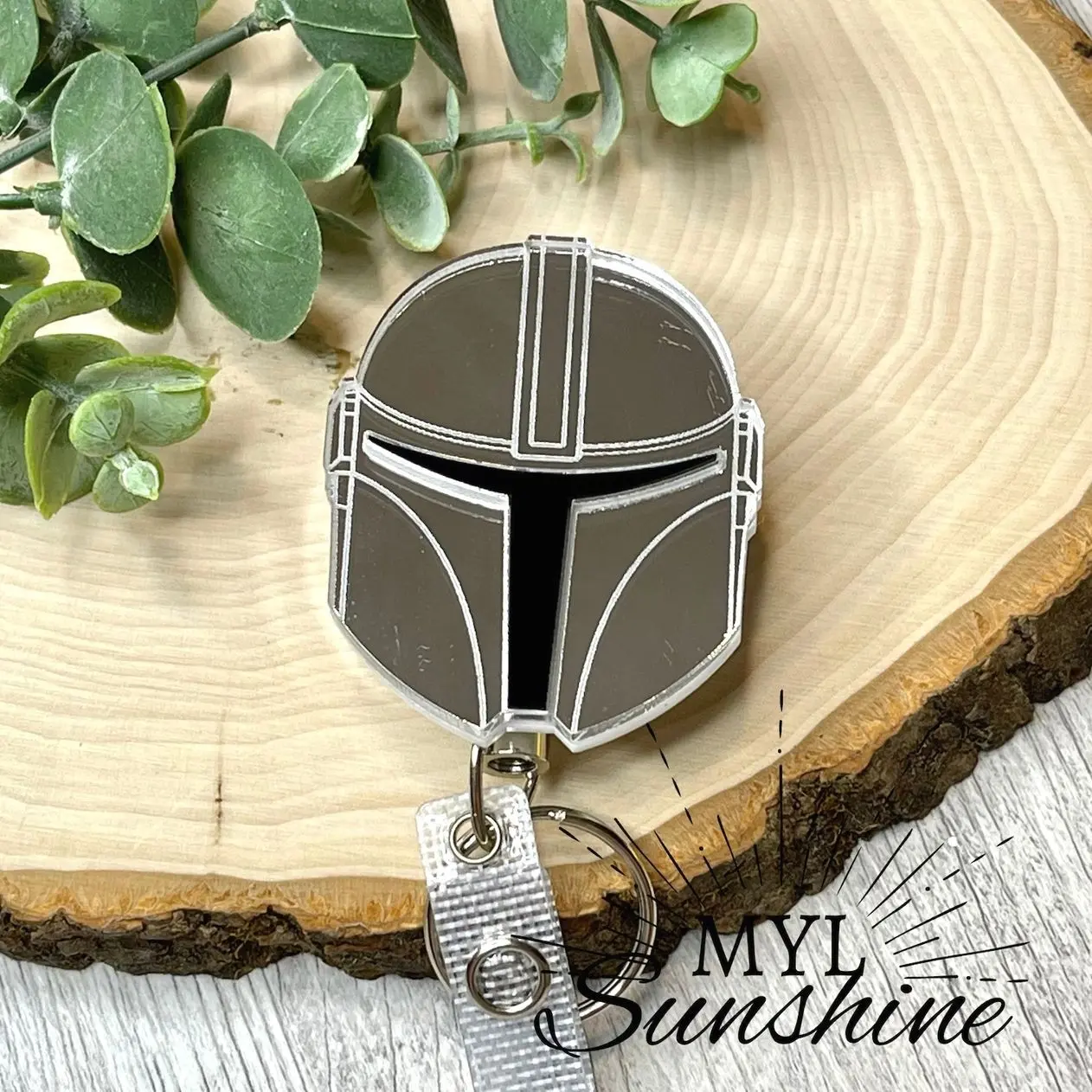 Galactic War Helmet Badge Reel for Men Acrylic ID Holder Retractable ID Reel for Male Nurse Gift Idea Medical school Student Graduation gift Cute gift