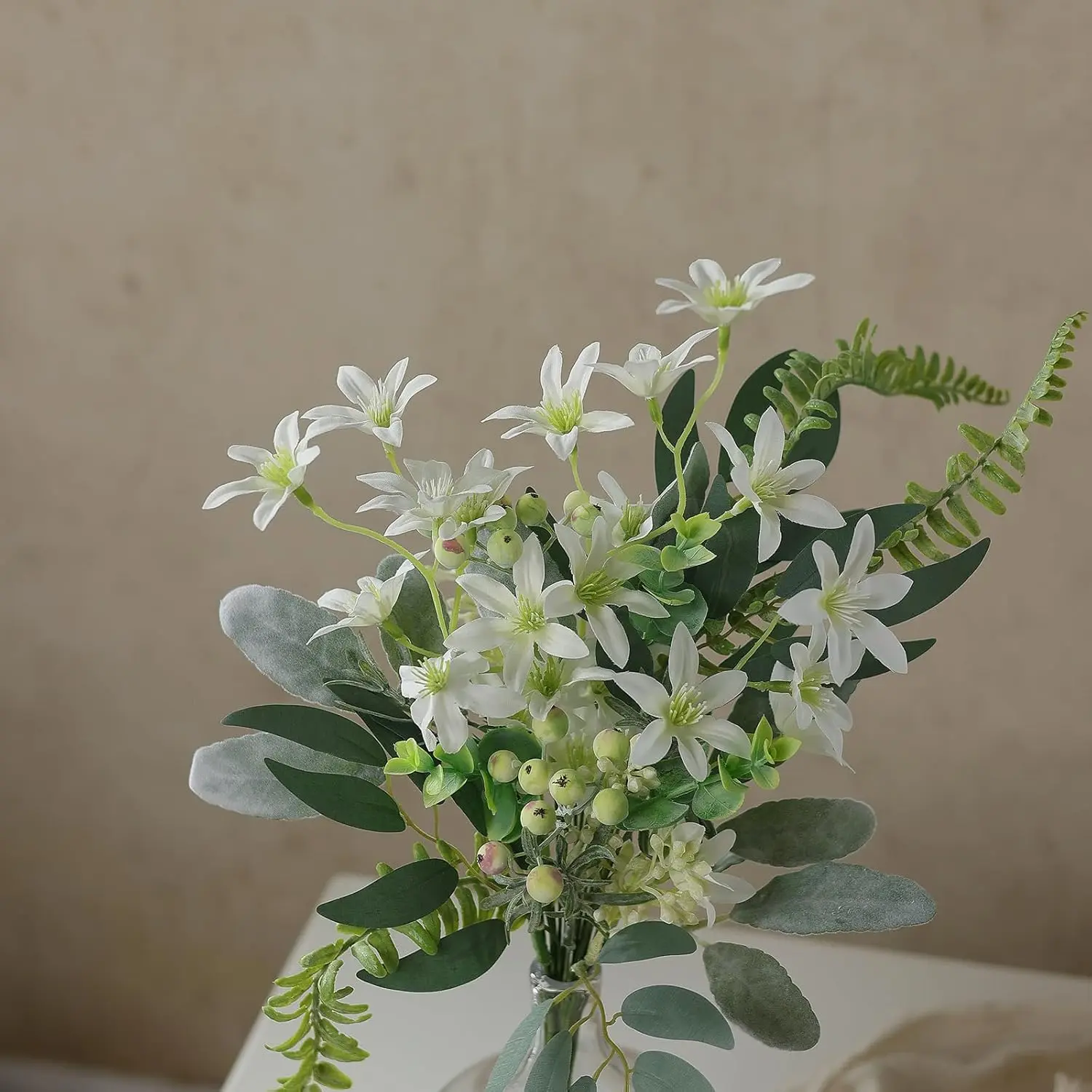 Decorative Mixed Silk Artificial Eucalyptus Leaf Stems & Flocking Leaves Boxed Kit (70 Pcs, 8 Green Plant Varieties) - Durable, Flexible, Natural-Look, DIY Bouquets, DIY Wedding Decorations, Birthday Accents, Bathroom Home Improvement Flowers