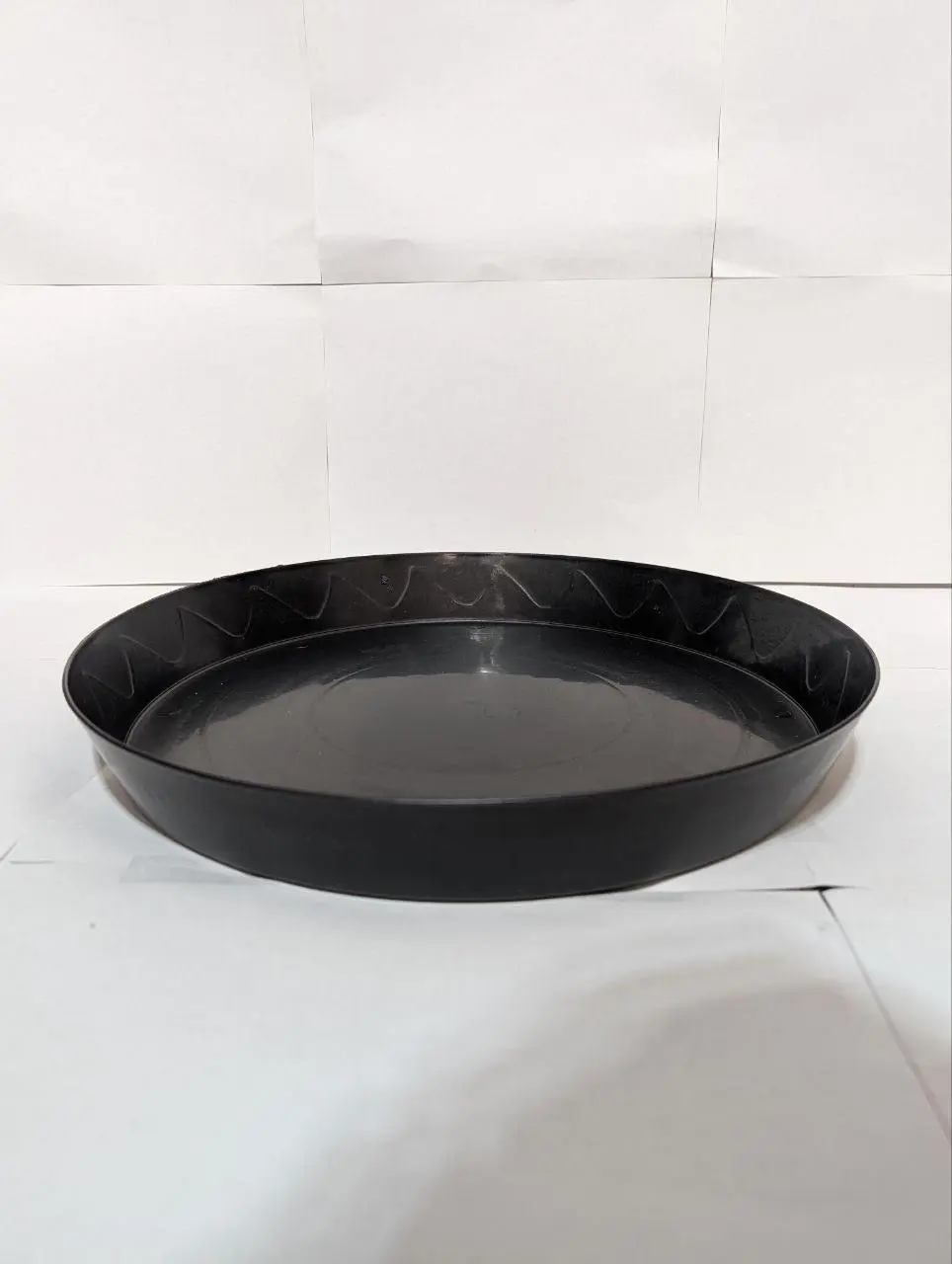 Green Oasis 12" Round Durable Plastic Heavy-Duty Black Plant Saucer - Indoor/Outdoor Drip Tray
