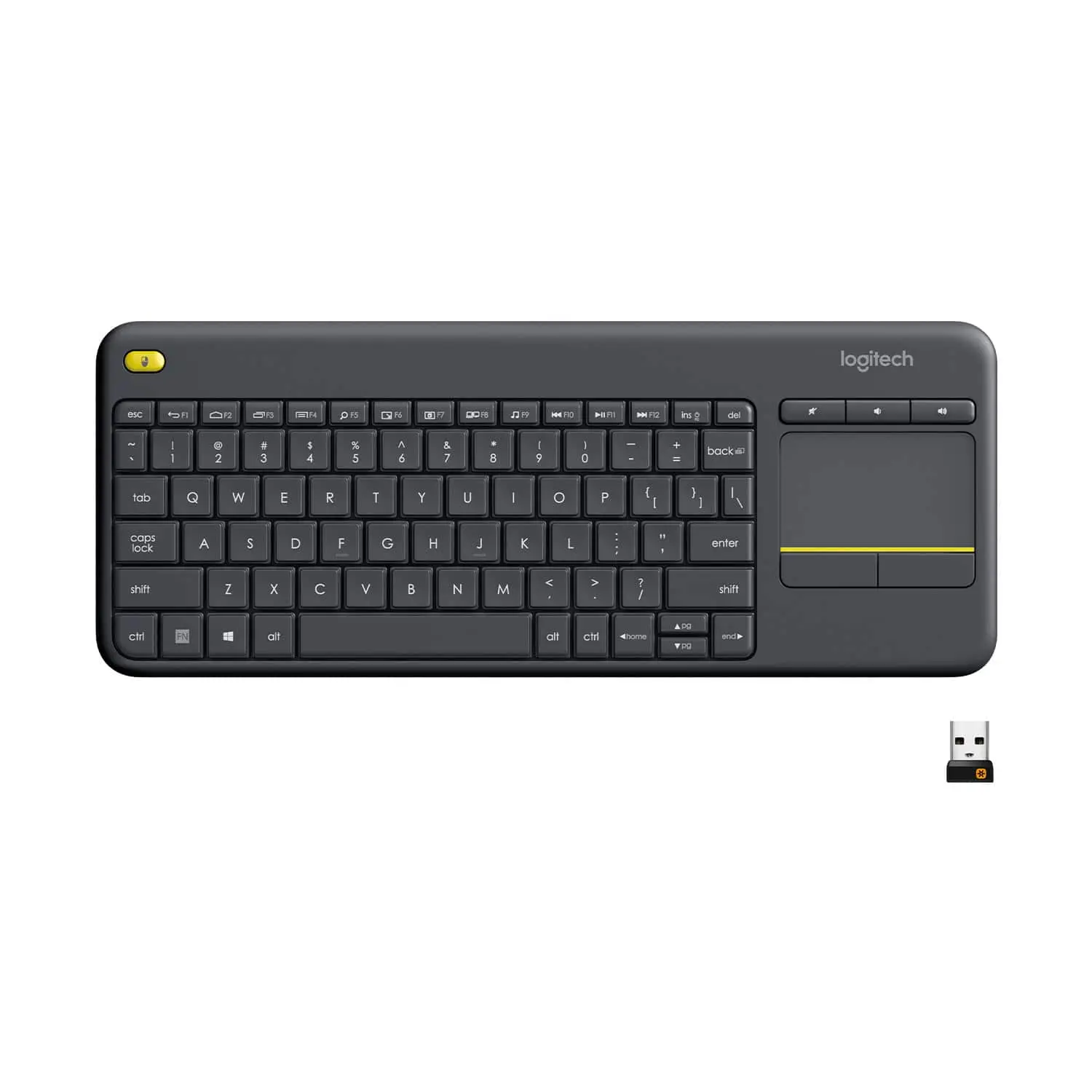 Logitech - K400 Plus TKL Wireless Membrane Keyboard for PCTVLaptopTablet with Built-in Touchpad - Black