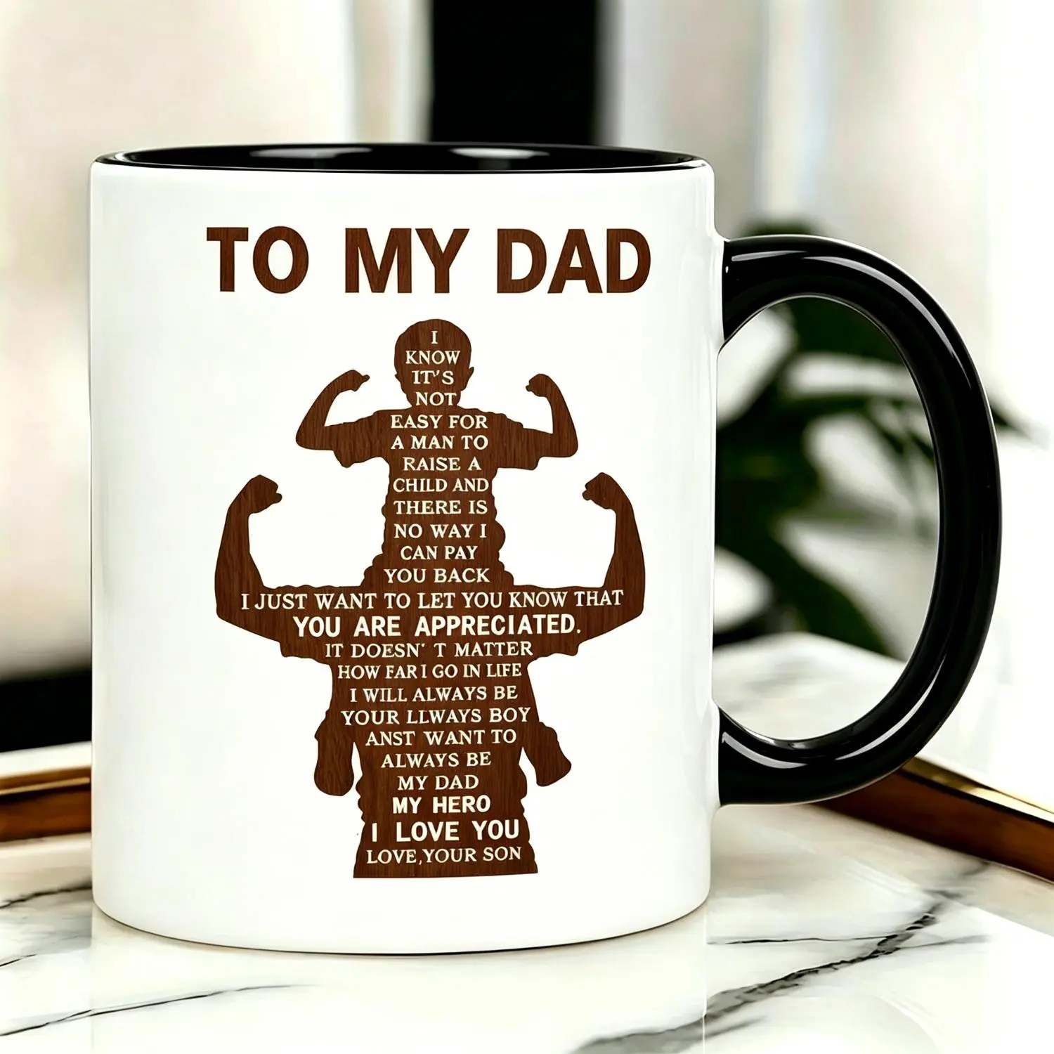 To My Dad 11oz Mug, Father's Day Coffee Mug, Birthday Gift for Dad from Son, Vintage Ceramic Cup, Funny Dad Gifts, Home Office Drinkware