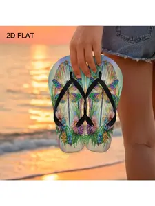 Women'S Fashion Flip Flops, Dragonfly And Floral Jeweled Design, Multiple Colors And Sizes Available, Comfortable for Daily Wear, Stylish Summer Sandals with Intricate Gem-Like Details, Trendy Ladies' Beach And Casual Shoes, Women Shoes