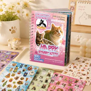 [Summervibes]2 Styles Cute Pet Sticker Book – 30 Sheets, 800 Pcs Stickers per Style, Cat & Dog Aesthetic Stickers for Scrapbooking, Journaling, Water Bottles, DIY Crafts, Kawaii Planner Stickers,Laptop & Phone Case,Graduation gifts