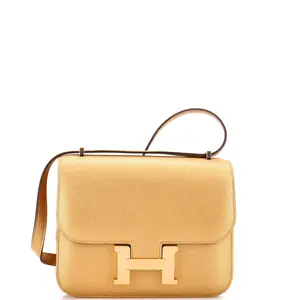 Pre-owned HERMÈS Leather Shoulder Bags Hermes Constance NM Bag Metallic Chevre Chamkilight 18 by Rebag