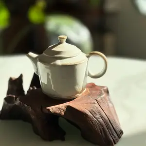 Handmade Artisan White Porcelain Teapot Tea Ceremony Modern Hand-thrown Reduction-fired 4 oz Capacity 2.5" Diameter 3" Height