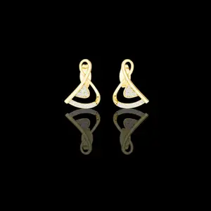 Modern Infinity Loop Round Lab Diamond Stud Earrings with Curved Pave Arc