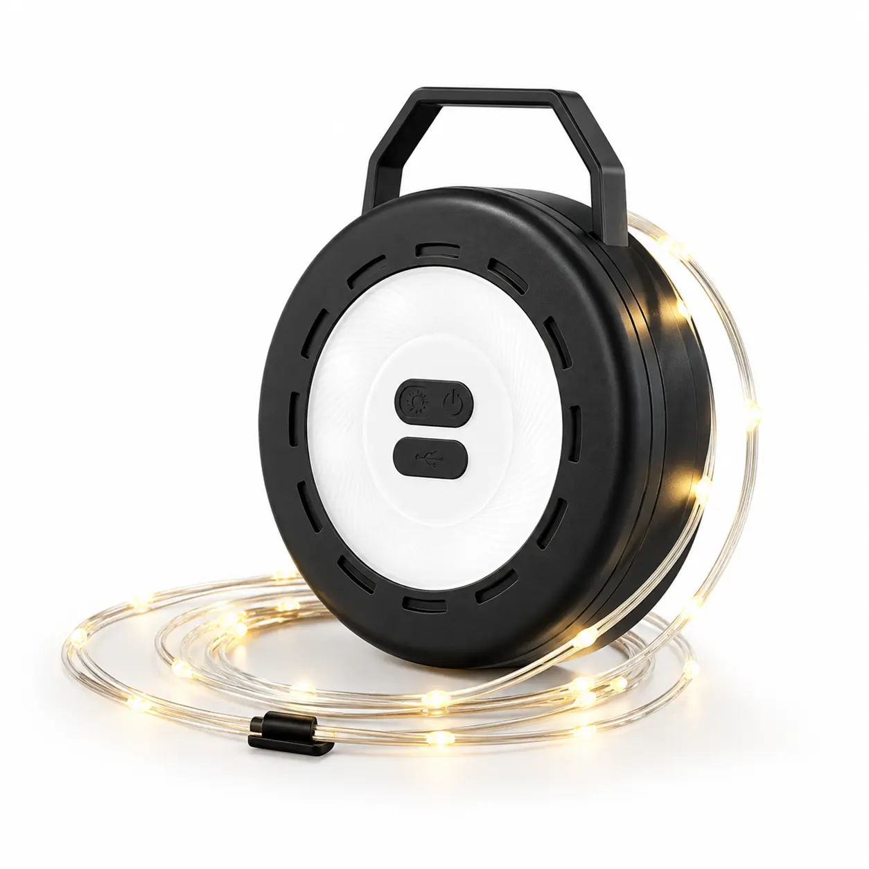2-in-1 Retractable Camping String Lights with Reel, 10M Waterproof LED Fairy Light & Portable Lantern, Rechargeable Multi-Mode Outdoor Atmosphere Light for Tent, Canopy, Picnic, Camping & Yard Decor