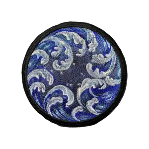 Ocean Waves Embroidered Patch - 5" Iron On & Sew On - Vibrant Blue & White Waves for Jackets, Bags, Sweaters - Beach Vibes Surf Style