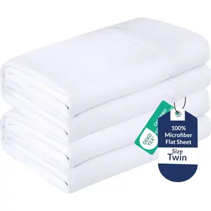 2 Pack Bulk Flat Sheet Set - Top Sheets - Soft 1800 Microfiber - Wrinkle & Stain Resistant - for Hotel, Massage Table, Hospital, Dorm - Twin Flat Sheet Sold Separately (Twin, White)