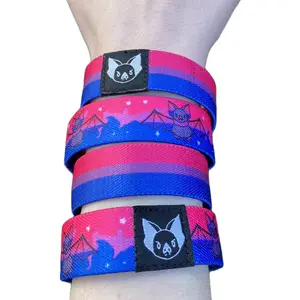 Bisexual Bat Bracelet - Bi Pride Elastic Wristband (only one included)