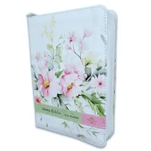 Biblia con Cierre Portatil 12 puntos RV1960, imit piel flores en primavera con indice y canto floral