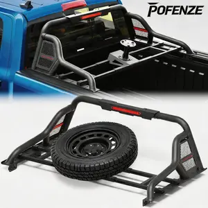 POFENZE-Mestan Heavy-Duty Adjustable Truck Roll Bar Chase Rack for Full-Size Trucks, Compatible with Chevrolet Silverado, Toyota Tundra, Ford F-Series Super Duty, Ram, Nissan Titan/Titan XD, GMC Sierra (Fits 1500/2500/3500 Models) Universal Steel Bed Kit