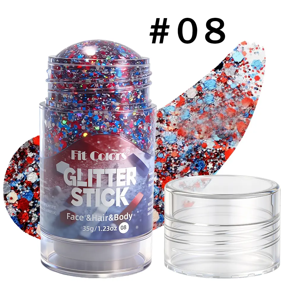 4th of July Glitter Stick | Red, White & Blue Body & Hair Sparkle for Independence Day Party, Festival & Fun Holiday Look