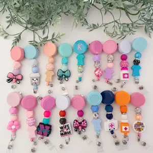 Nurse Badge Reels, Silicone Beads Badge Reels, ID Holder, Nurse Accessory, Badge Holder, Personalizable with Rhinestones
