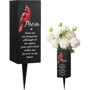 Memorial Grave Decorations Cemetery Flower Vase Gravesite Flower Holder with Spike Graves Funeral for Loss of Loved One Cemetery Outdoors Yard(Mom)