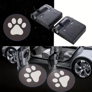 2pcs Dog Paw Pattern Car Door Welcome Projector LED Shadow Lights with Manual Switch Button No Battery Included for Car Enthusiasts fade car door light welcome projector light Programmable Devil Eyes
