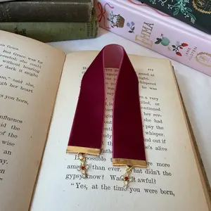 Maroon Velvet Bookmark with cross crystal Charm - Perfect for Book Lovers and Gift Giving bible