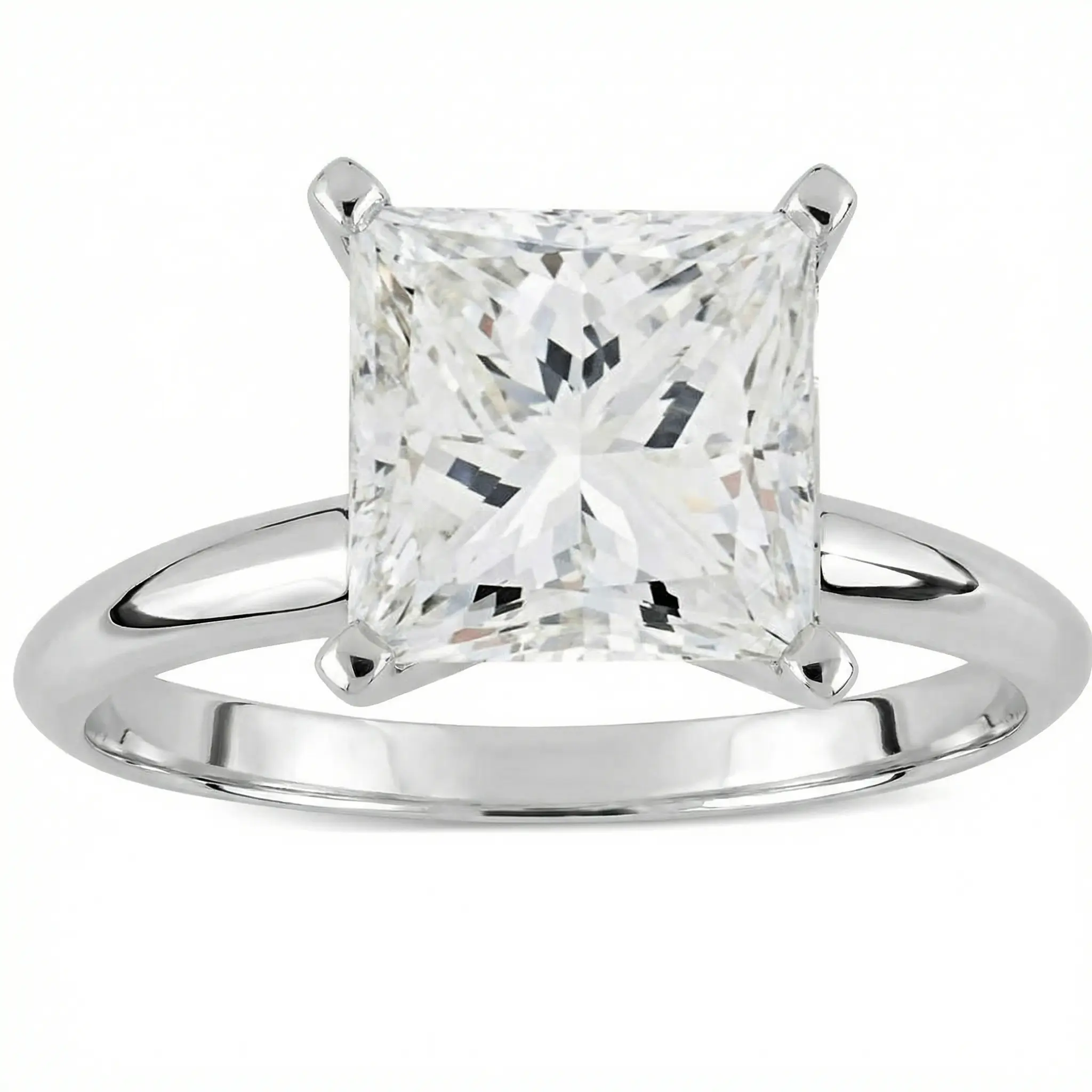 Certified 3 Ct Princess Cut Diamond Solitaire Engagement Ring 14k Gold Lab Grown