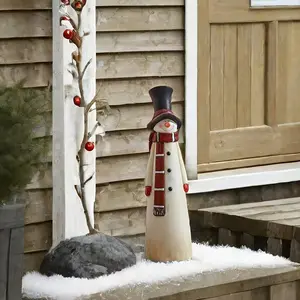 Resin Christmas Snowman Statue, Indoor Outdoor Decoration, Perfect for Home Decor, Thanksgiving, New Year, Holiday Gift Idea