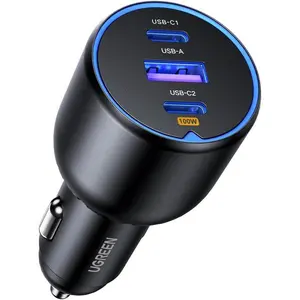 UGREEN 130W USB C Car Charger, Type C Car Charger Adapter Compatible with iPhone 17 17 Air 17 Pro 17 Pro Max 16 16 Plus 16 Pro 16 Pro Max 15 14 13 12, Galaxy S24 S23 Ultra, iPad, MacBook, and More