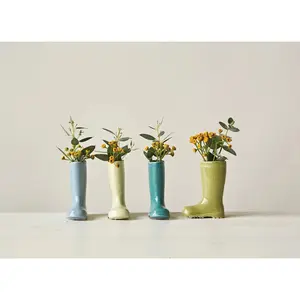 Distressed Stoneware Boot Vase