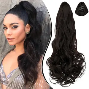 Ponytail Extension Claw Long Curly Wavy Clip in Hairpiece Ponytail Hair Extensions Long Pony Tail Synthetic for Women Light Auburn