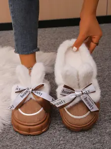 Women's Plush Lined Slippers, Ultra Soft Indoor Outdoor Home Shoes, Thick Cushion Comfortable Lightweight Design Durable Materials, Perfect Holiday Gift