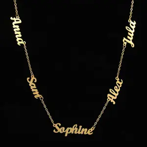 Multiple Names Custom Cut Necklace Personalized Gift Stainless Steel Letter Necklace For Chain Jewelry Pendant