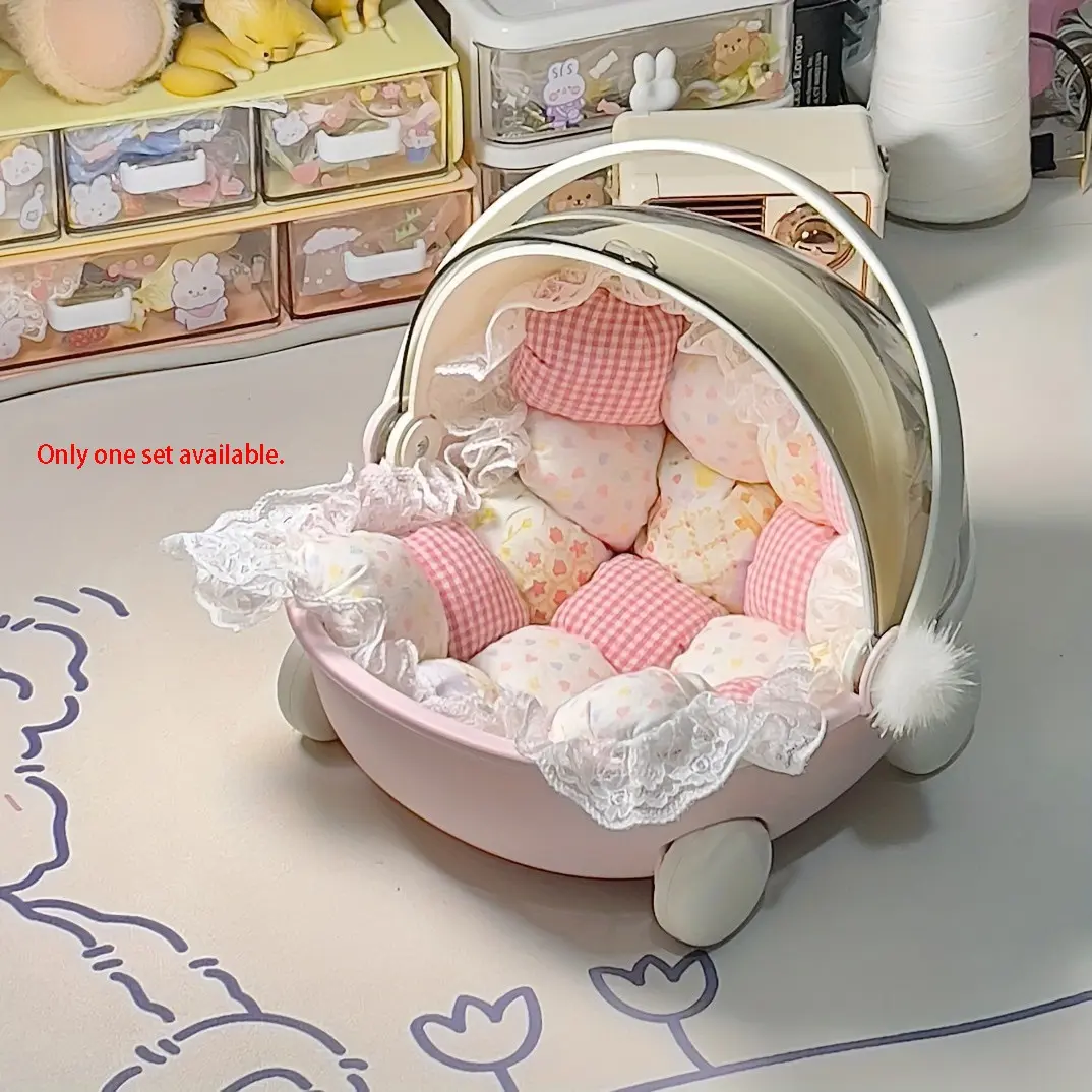 Doll Display Box, Flip Cover Transparent Portable, Cushioned Toy Display Case, Dustproof Miscellaneous Storage Box, Durable Storage Organizer, Home Storage Supplies, Box with Lid, Display Container, Clear Storage