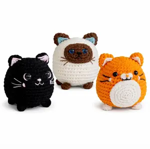 TIKA Beginner Crochet Kit 3-Pack Cats with Step-by-Step Video Tutorials, DIY Amigurumi Animal Crochet Set